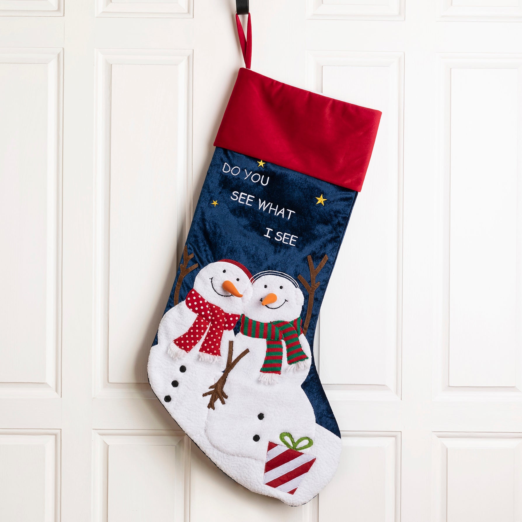 Oversized 3D Snowmen Velvet Hooked Christmas Stocking