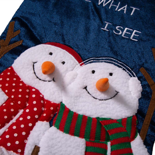 Oversized 3D Snowmen Velvet Hooked Christmas Stocking