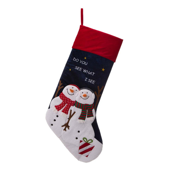 Oversized 3D Snowmen Velvet Hooked Christmas Stocking