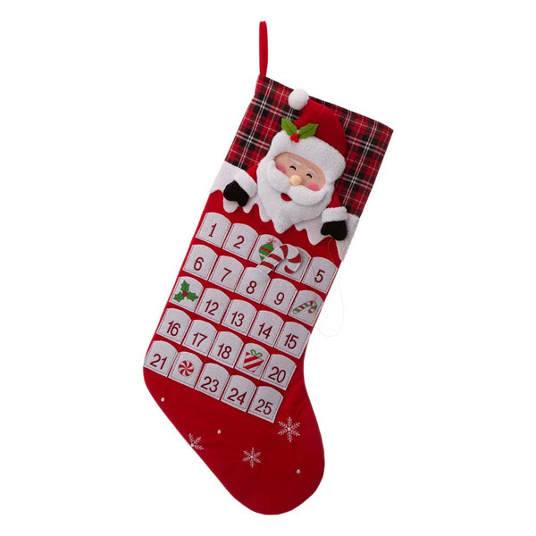 Oversized Felt 3D Santa Count Down Christmas Stocking