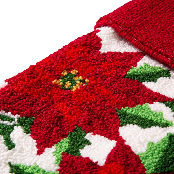 Poinsettia Hooked Christmas Stocking