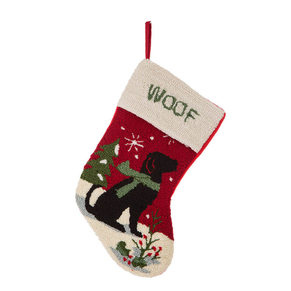 2PK Dog WOOF Hooked Christmas Stockings