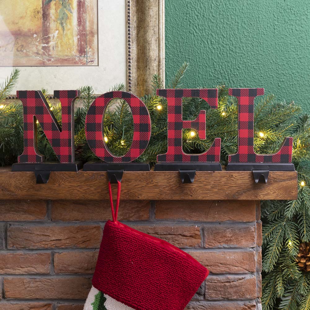 Metal "NOEL" Christmas Stocking Holder Set of 4