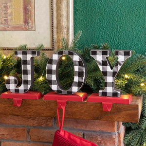 Metal "JOY" Christmas Stocking Holder Set of 3