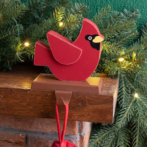 6.3"H Wooden Christmas Red Bird Stocking Holder