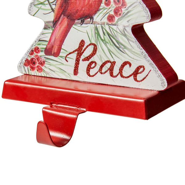 7"H Wooden Christmas Cardinal Stocking Holders, Set of 2